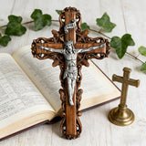Silver painted version Ash wood Crucifix ，Jesus Christ, wooden Cross gift of love