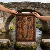 Natural Ash Wood Magician Carved Art: Whimsy Woven in Warm Wood