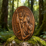 St.Christopher Christian Wood Carving Plaque/The patron saint of travelers