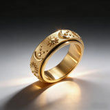 Sun, Moon & Stars Rotating Fidget Ring | Celestial Anxiety Relief Jewelry