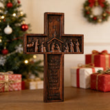Nativity Scene Crucifix Wooden Wall Decoration