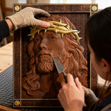 ✝️ Hand-Carved Jesus Thorn Crown Wood Art: A Christian Symbol of Redemption & Grace