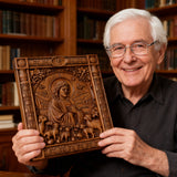 The Good Shepherd Beechwood Icon – Hand-Carved Christian Home Decor | Christ the Shepherd Wall Art