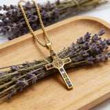 Gemstone St. Benedict Cross Necklace: Wear Protection & Faith With Radiance