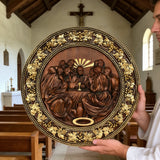 The Last Supper Round Wooden Sculpture