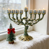 Vintage Vine & Flower 9-Branch Jewish Menorah