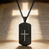 Sparkling Cross Pendant Necklace | Diamond-Set Stainless Steel Jewelry