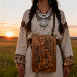 Native American Woman Wood Carving - Hand-Carved Solid Wood Art - Indigenous Home Decor