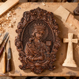 🛡️ Saint Barbara Wood Carving – Handcrafted Devotional Art