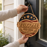 U.S. Founding 250th Anniversary Patriotic Wooden Welcome Door Sign: WELCOME · 1776–2026 · 250 YEARS OF FREEDOM