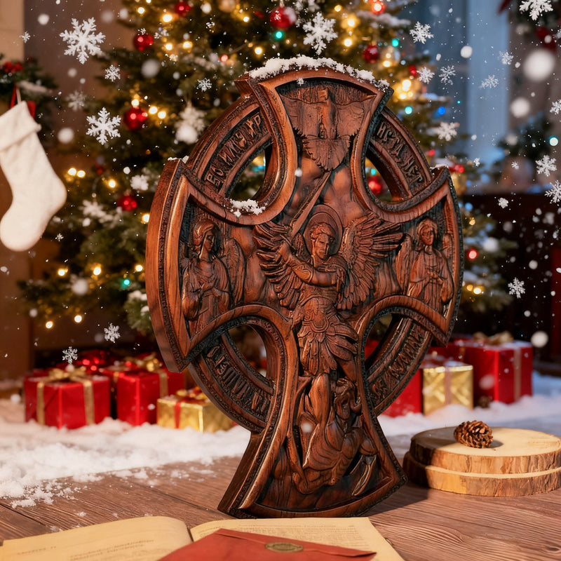 Orthodox Archangel Michael Wooden Sculpture - Gives Us Strength and Courage to Move Forward