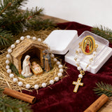 Our Lady of Guadalupe 11-Pearl Brooch with Crystal Cross Pendant