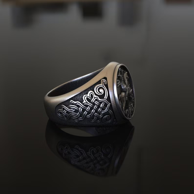 Saint George Amulett Edelstahl Ring