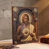 Our Lord Jesus Sacred Heart Wood Carving - Christian Catholic Personalized Carving Gift