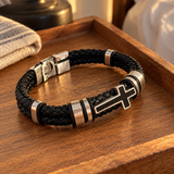 Men’s Black Braided Cross Bracelet – Christian Faith Reminder Wristband