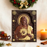 Our Lord Jesus Sacred Heart Wood Carving - Christian Catholic Personalized Carving Gift