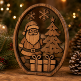 3D Layered Wooden Santa Christmas Ornament