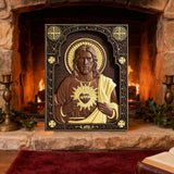 Our Lord Jesus Sacred Heart Wood Carving - Christian Catholic Personalized Carving Gift