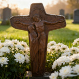 🕯️ Joan of Arc Cross Wood Carving – Our Lady of Sorrows / Crucifix