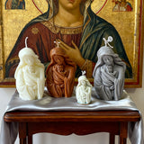 Virgin Mary holding the infant Jesus craft candle