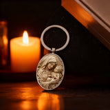 Madonna & Child Oval Alloy Glass Keychain