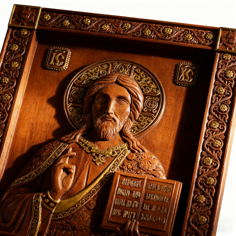 Jesus Christ Pantocrator Wood Carving