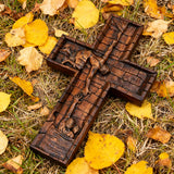 Bgcopper 6 inches Savior Jesus Cross Wood carving - Mini version
