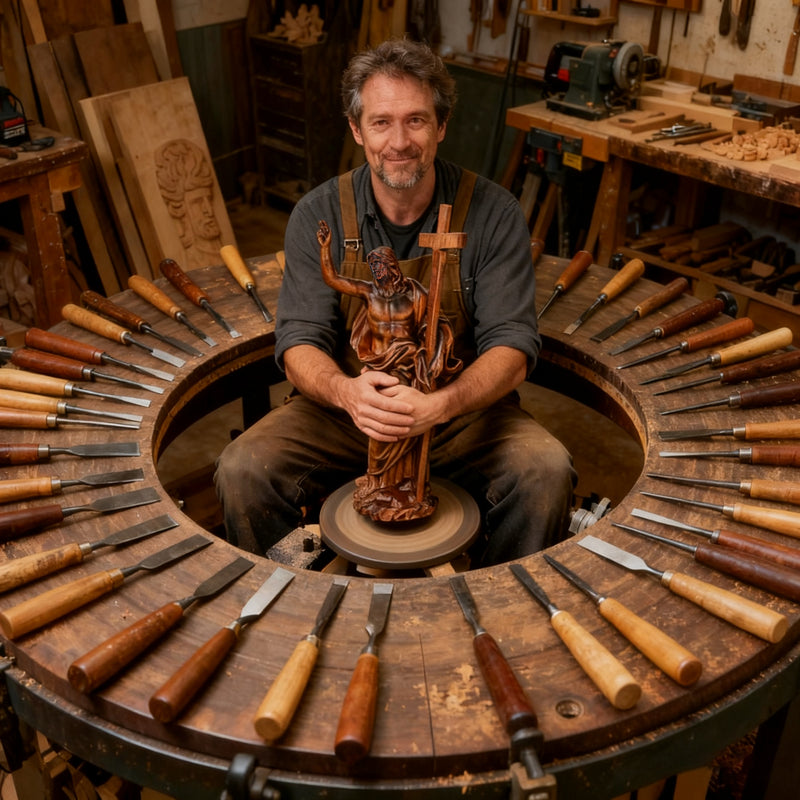 “He Is Risen” — Hand-Carved Boxwood Jesus Resurrection Statue | Symbol of Hope, Faith & New Life