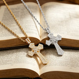 Iced Baguette & Round CZ Cross Pendant Necklace – Faith, Luxury & Statement Style