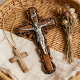 Silver painted version Ash wood Crucifix ，Jesus Christ, wooden Cross gift of love