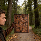 Natural Ash Wood Magician Carved Art: Whimsy Woven in Warm Wood