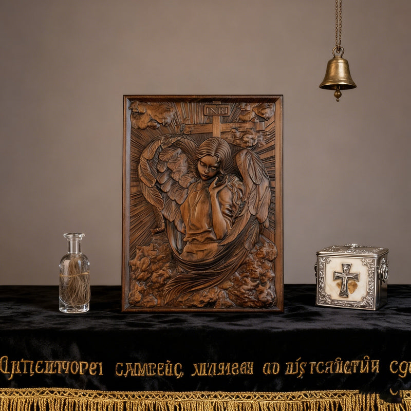 🌟 Archangel Chamuel Wood Carving – Angel of Peaceful Relationships 🌟