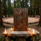 Native American Woman Wood Carving - Hand-Carved Solid Wood Art - Indigenous Home Decor