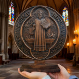 St. Benedict Double-Sided Wooden Desk Plaque: A Christian Symbol of Protection & Faith