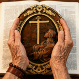 Jesus Hill Garten Gebet Plaque Holz schnitzerei