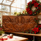 Trinity of Grace” Hand-Carved Jesus & Holy Spirit Wood Wall Art – 22.75