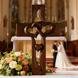 50% Off Today!Interwoven Hearts Wood Cross - A God-Centered Symbol for Marriage & Anniversaries