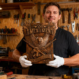 Handcrafted Solid Wood Wall Art - Commemorating the Second Amendment