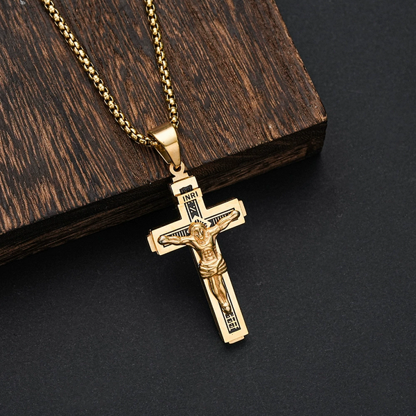 Stainless Steel Jesus INRI Cross Necklace