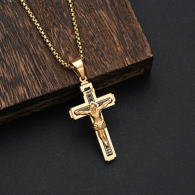 Stainless Steel Jesus INRI Cross Necklace