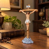 Jesus Christ Crucifix Statue – 11.4" Standing Christian Cross for Prayer, Home Décor & Meaningful Faith Gifts
