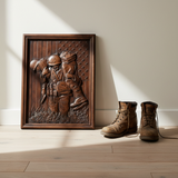 Bgcopper Usa Soldiers Brotherhood wood carving - Wall Hanging Art Work