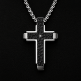 Hammered Two-Tone Stainless Steel Cross Necklace – Strength, Faith & Rugged Elegance