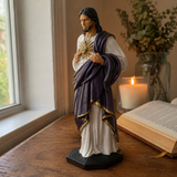 Handcrafted and Hand-Painted Beechwood Desktop Ornament: Sacred Heart of Jesus