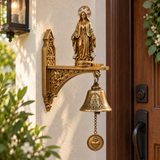 Our Lady of Grace Wall Bell – Antique Gold Marian Door Blessing Decor