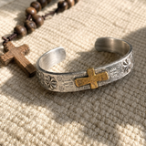 Stainless Steel Two-Tone Cross Cuff Bracelet – Christian Faith Jewelry