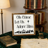 Oh Come Let Us Adore Him" Nativity Wooden Sign: Christmas Warmth in Every Detail
