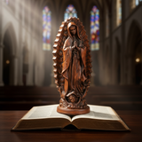 Our Lady of Guadalupe Round Wooden Tabletop Ornament