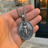 Pure Tin Miraculous Medal Virgin Mary Necklace