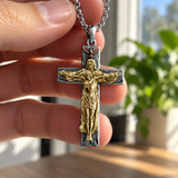 Trinity Crucifix Necklace – Father, Son & Holy Spirit Christian Cross Pendant